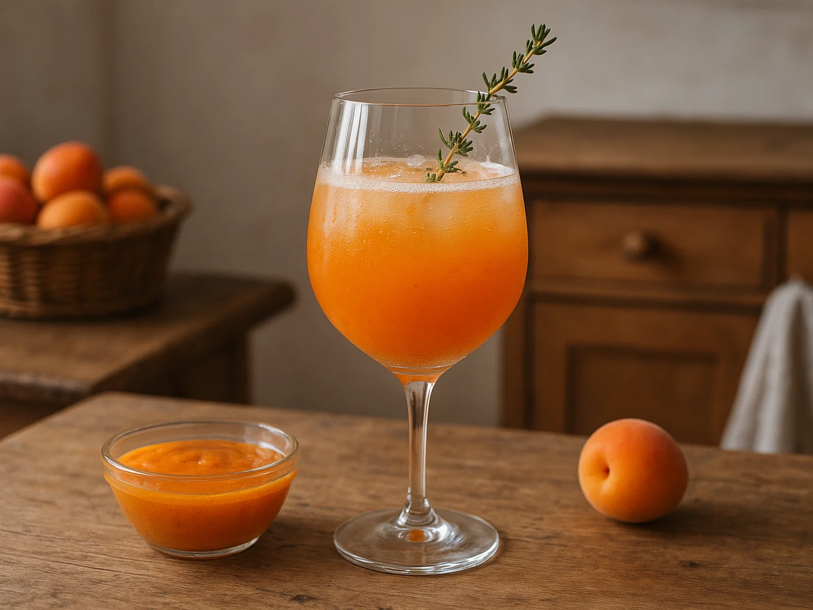 Aprikosen-Aperitivo Spritz mit Thymian