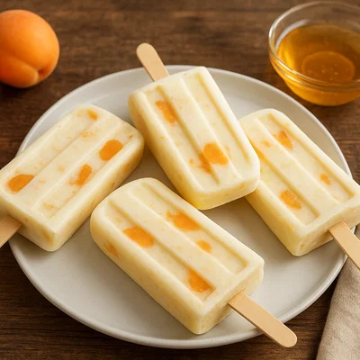 Gefrorenes Aprikosen-Joghurt-Eis am Stiel