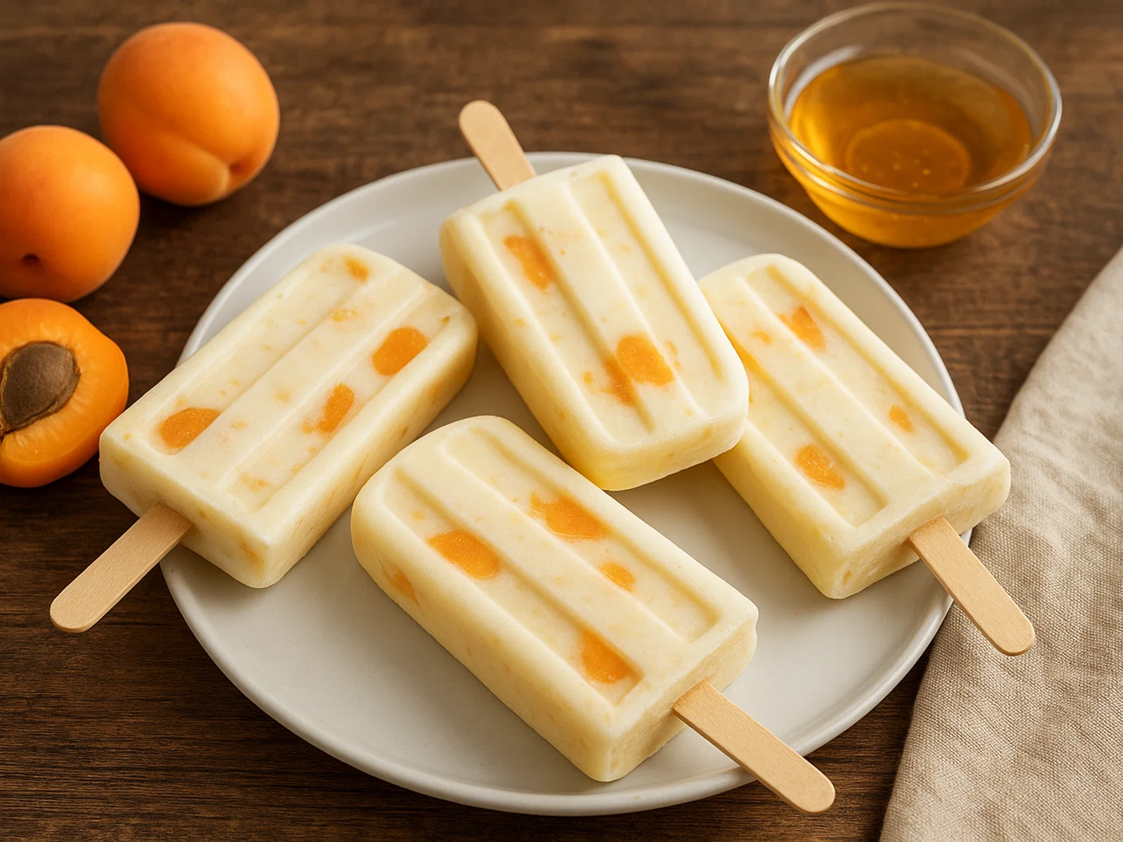 Gefrorenes Aprikosen-Joghurt-Eis am Stiel