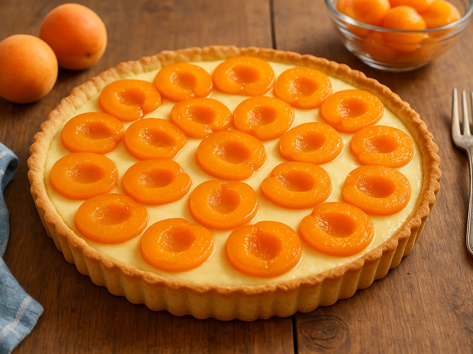 Aprikosen-Tarte mit Mürbeteig und Vanillecreme