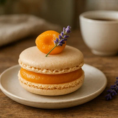 Mini-Aprikosen-Macaron-Törtchen mit Lavendel