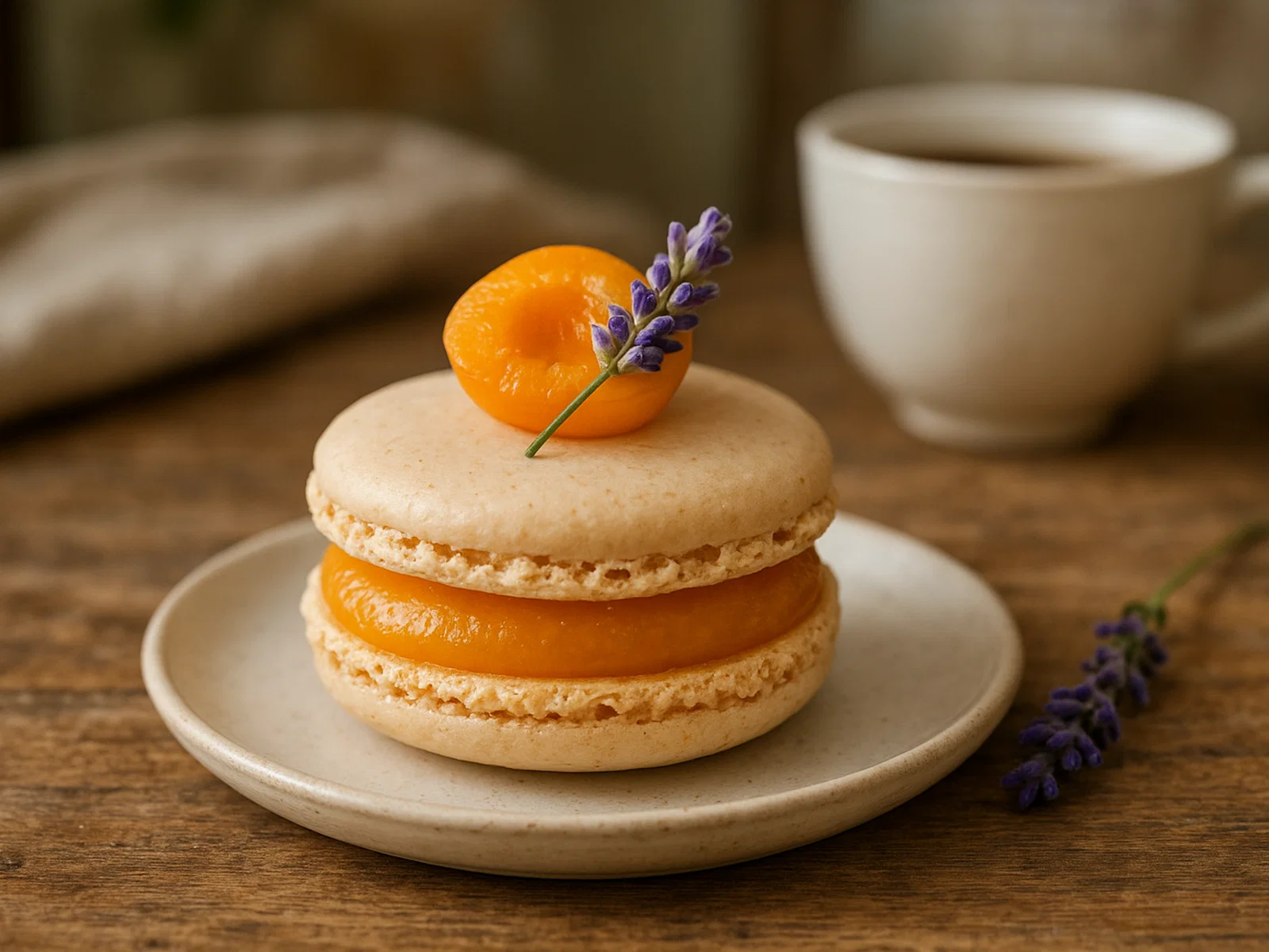 Mini-Aprikosen-Macaron-Törtchen mit Lavendel