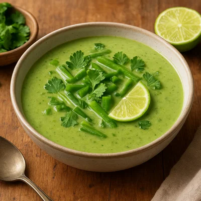 Cremige grüne Bohnen-Kokos-Suppe