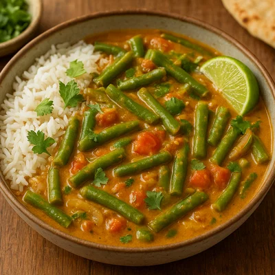 Vegetarisches Grüne-Bohnen-Curry mit Kokosmilch