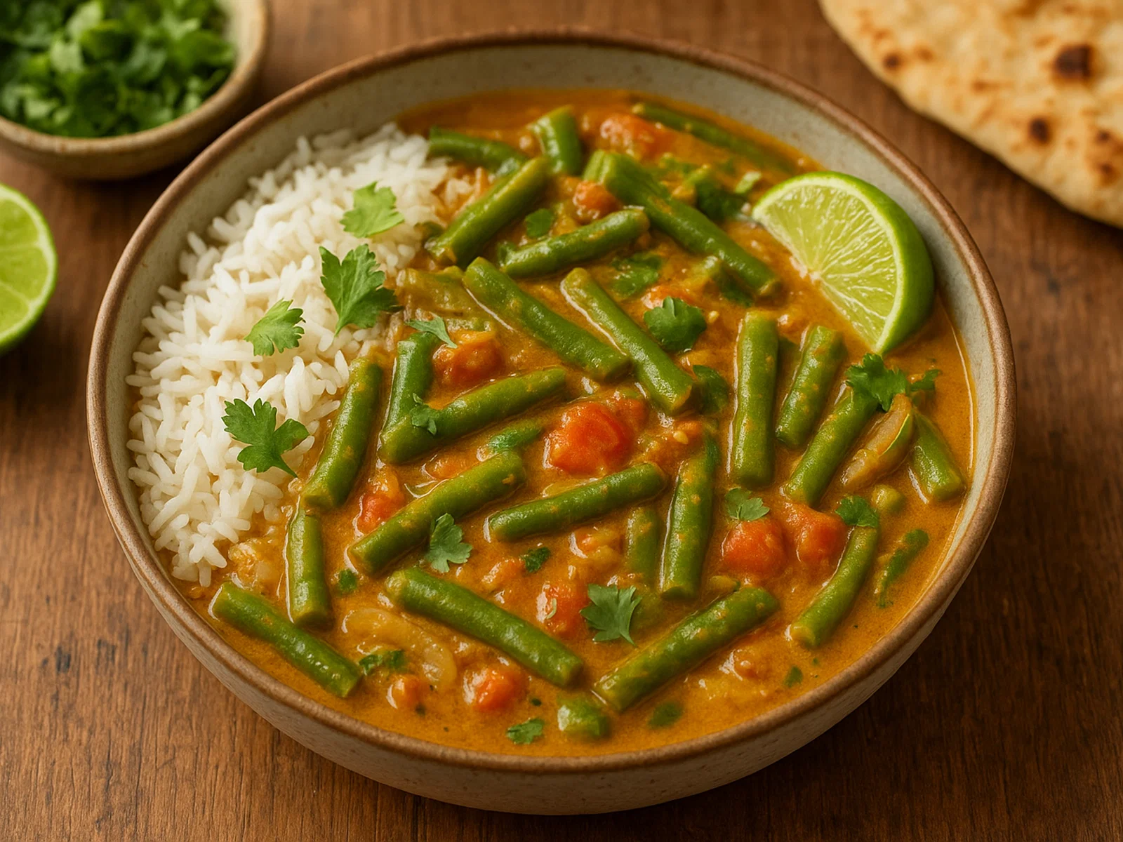 Vegetarisches Grüne-Bohnen-Curry mit Kokosmilch