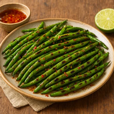 Gegrillte grüne Bohnen mit Chili-Limetten-Marinade