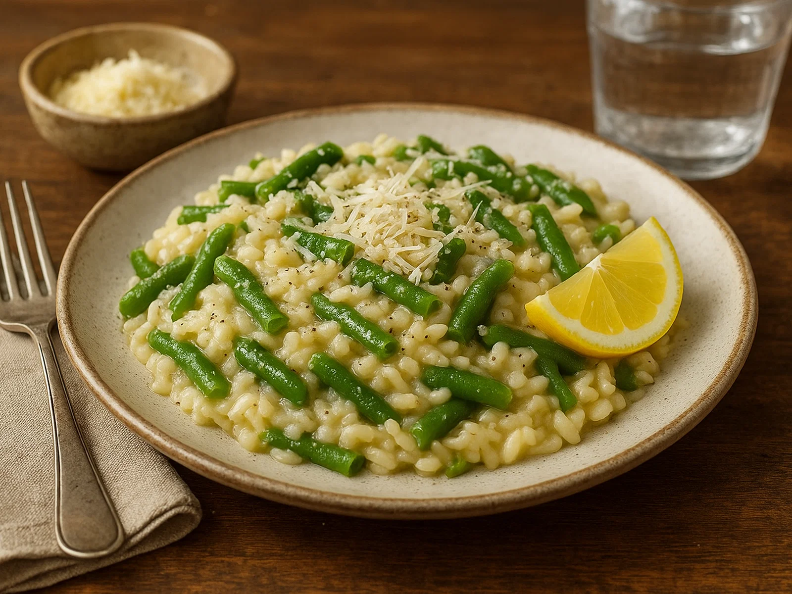 Grüne-Bohnen-Risotto mit Zitrone und Parmesan