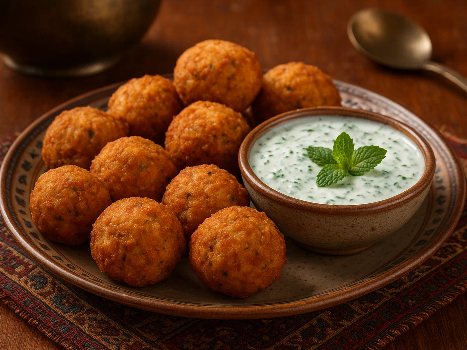 Afghanische Kichererbsen-Bällchen mit Minzjoghurt