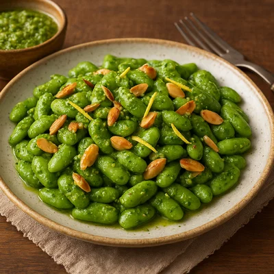 Breite Bohnen mit Zitronenpesto und gerösteten Mandeln