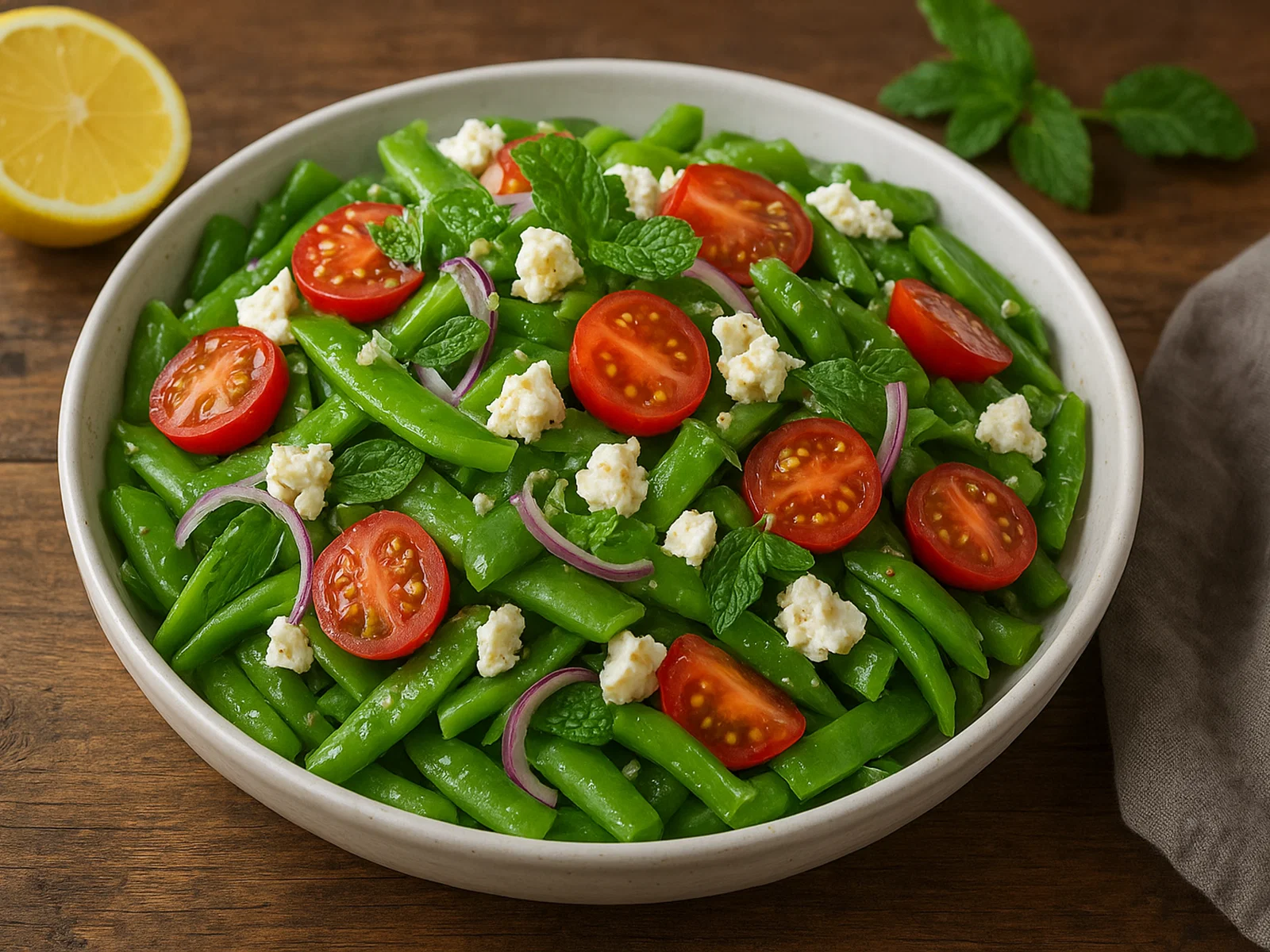 Breite-Bohnen-Salat mit Feta und Minze