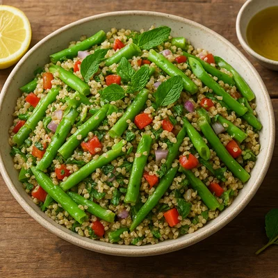 Breite Bohnen-Quinoa-Salat mit frischer Minze