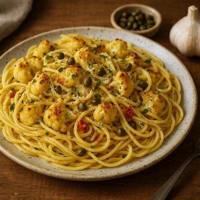 Blumenkohl‑Kapern‑Pasta mit Zitronen-Buttersauce