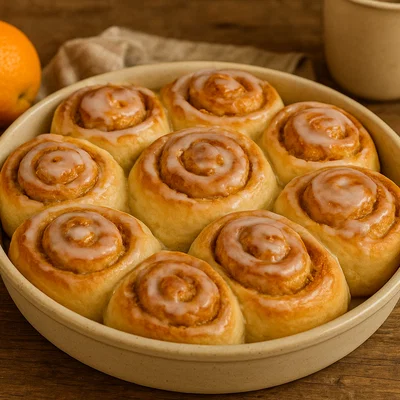 Orangen-Zimt-Schnecken mit Puderzuckerguss