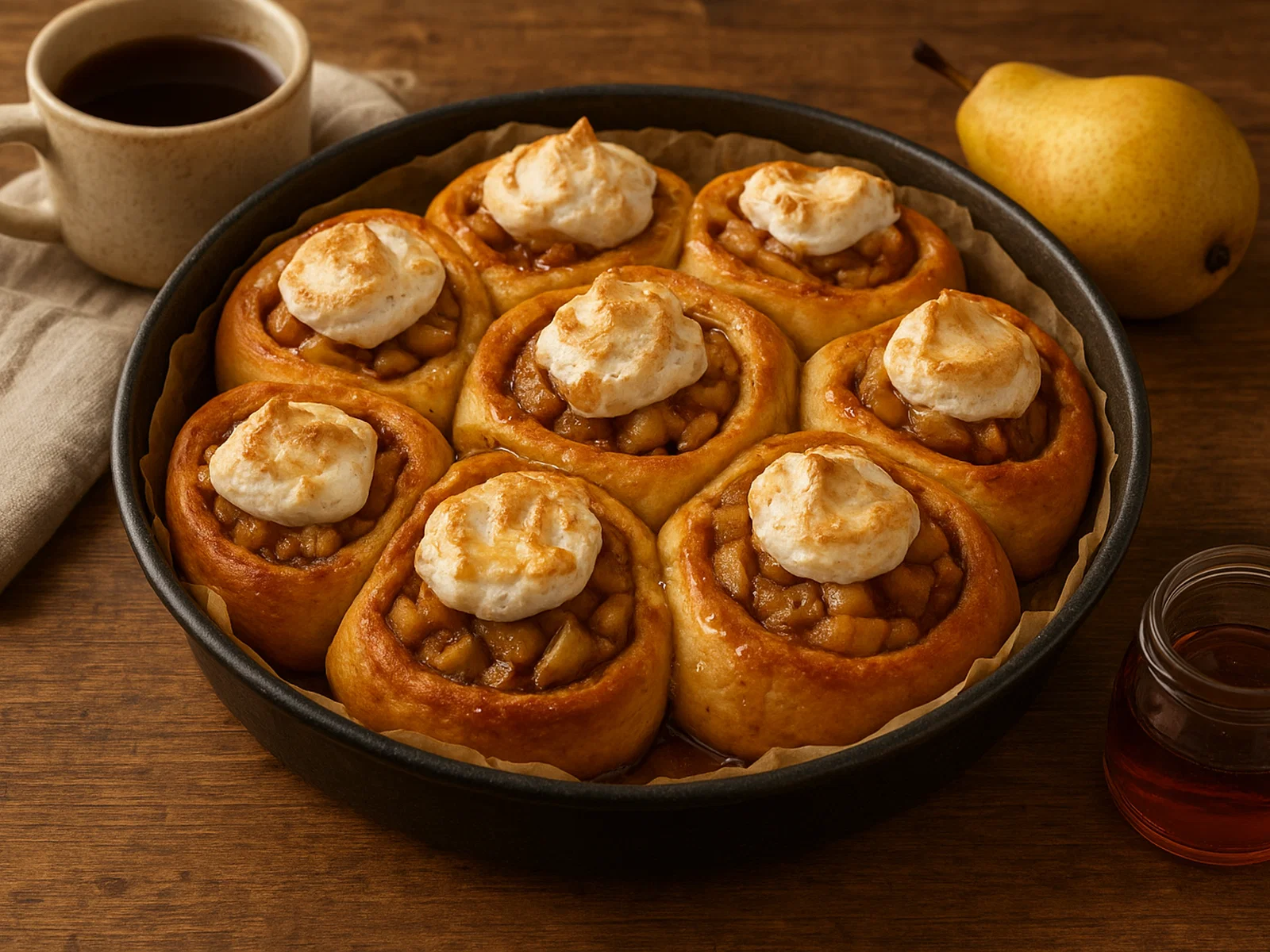 Birnen-Zimt-Schnecken mit Ahornsirup