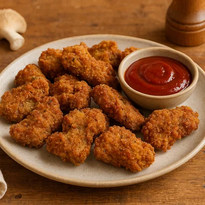 Gebackene Austernpilz-Nuggets mit BBQ-Sauce