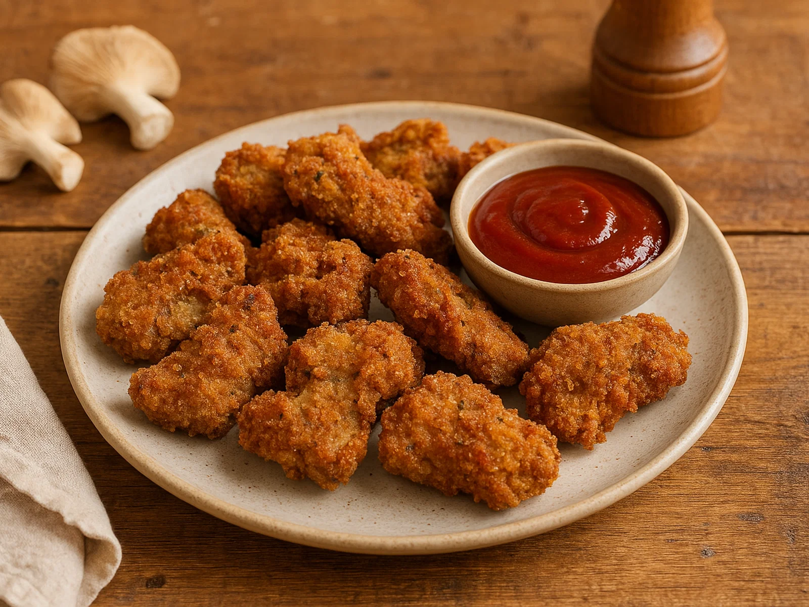 Gebackene Austernpilz-Nuggets mit BBQ-Sauce