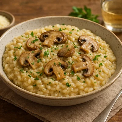 Austernpilz-Risotto mit Weißwein und frischen Kräutern