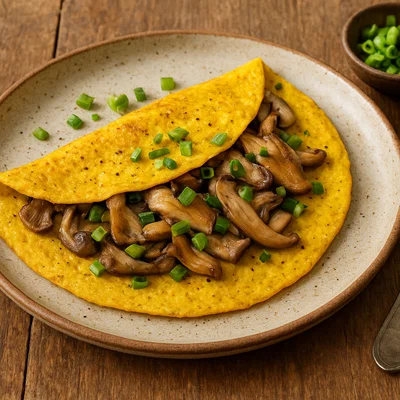 Veganer Austernpilz-„Omelett“ aus Kichererbsenmehl mit Frühlingszwiebeln