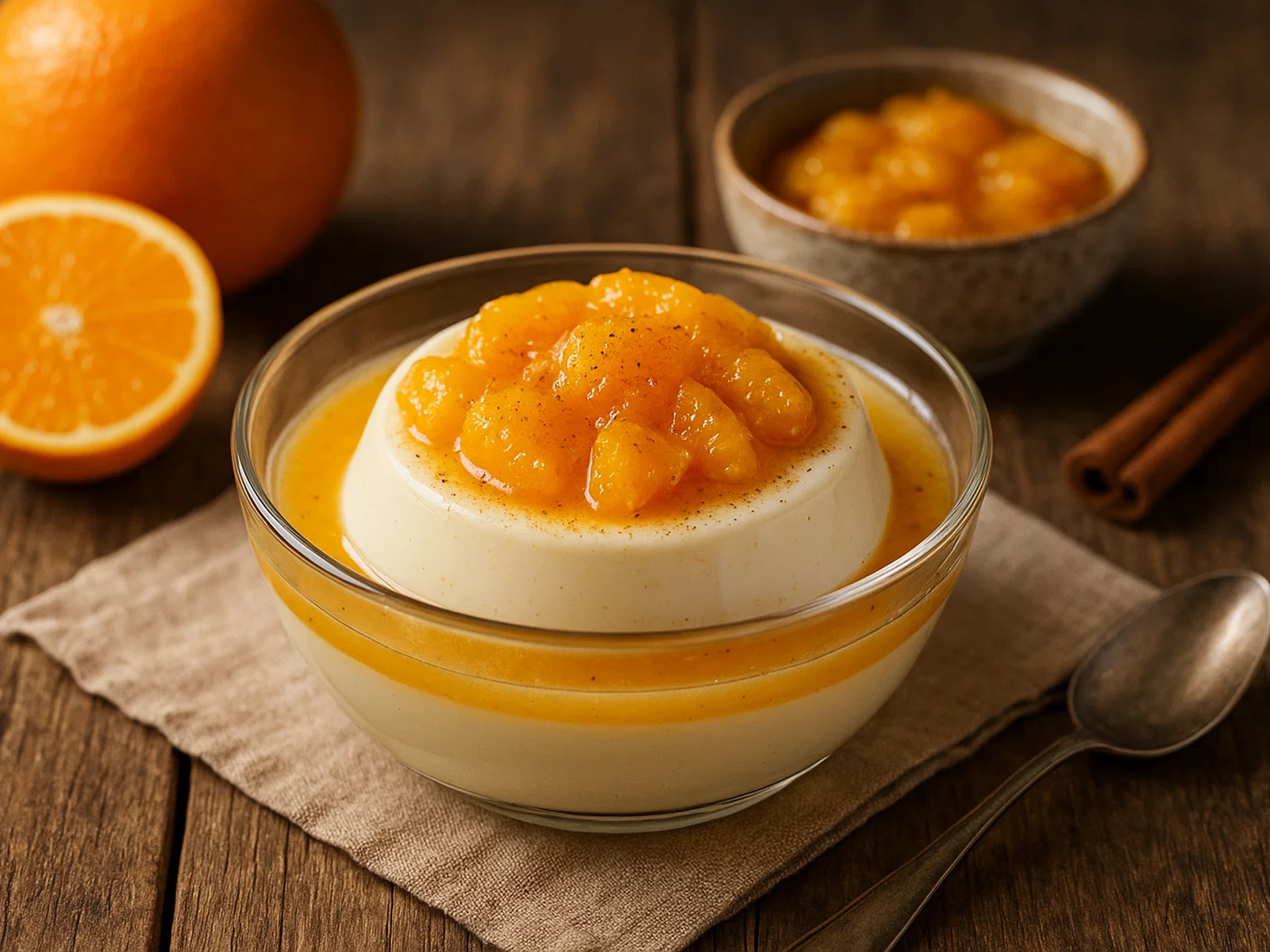 Orangen-Kardamom-Panna-Cotta mit Orangenkompott