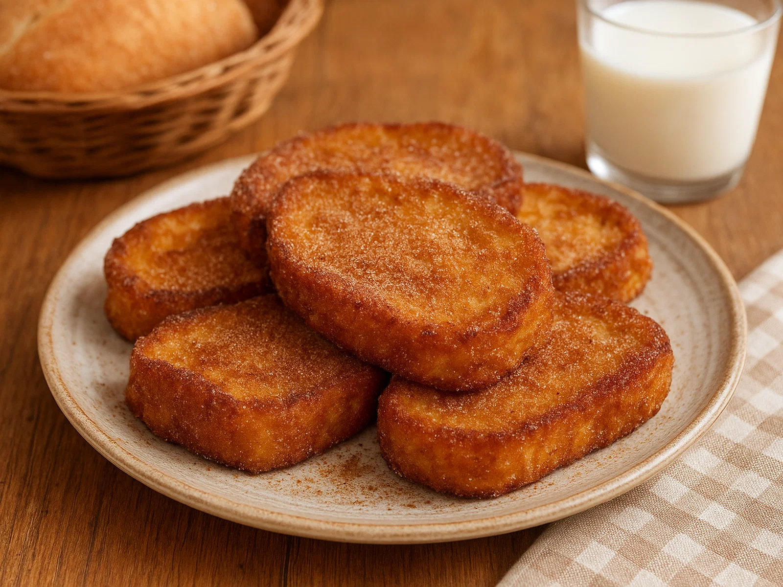 Spanische Torrijas (in Milch getränktes, frittiertes Osterbrot)