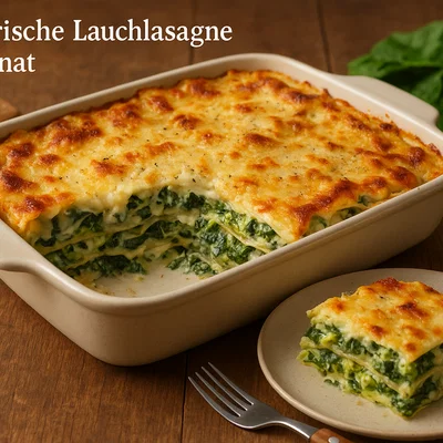 Vegetarische Lauchlasagne mit Spinat
