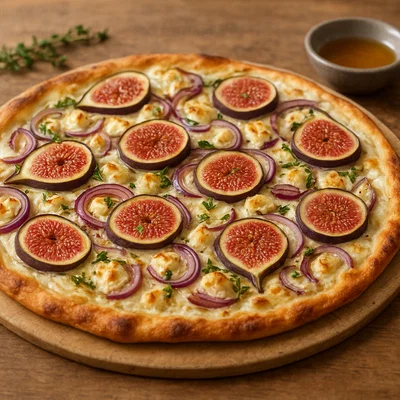 Vegetarischer Flammkuchen mit Ziegenkäse und frischen Feigen
