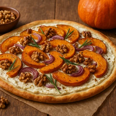 Kürbis-Walnuss-Flammkuchen mit Rosmarin