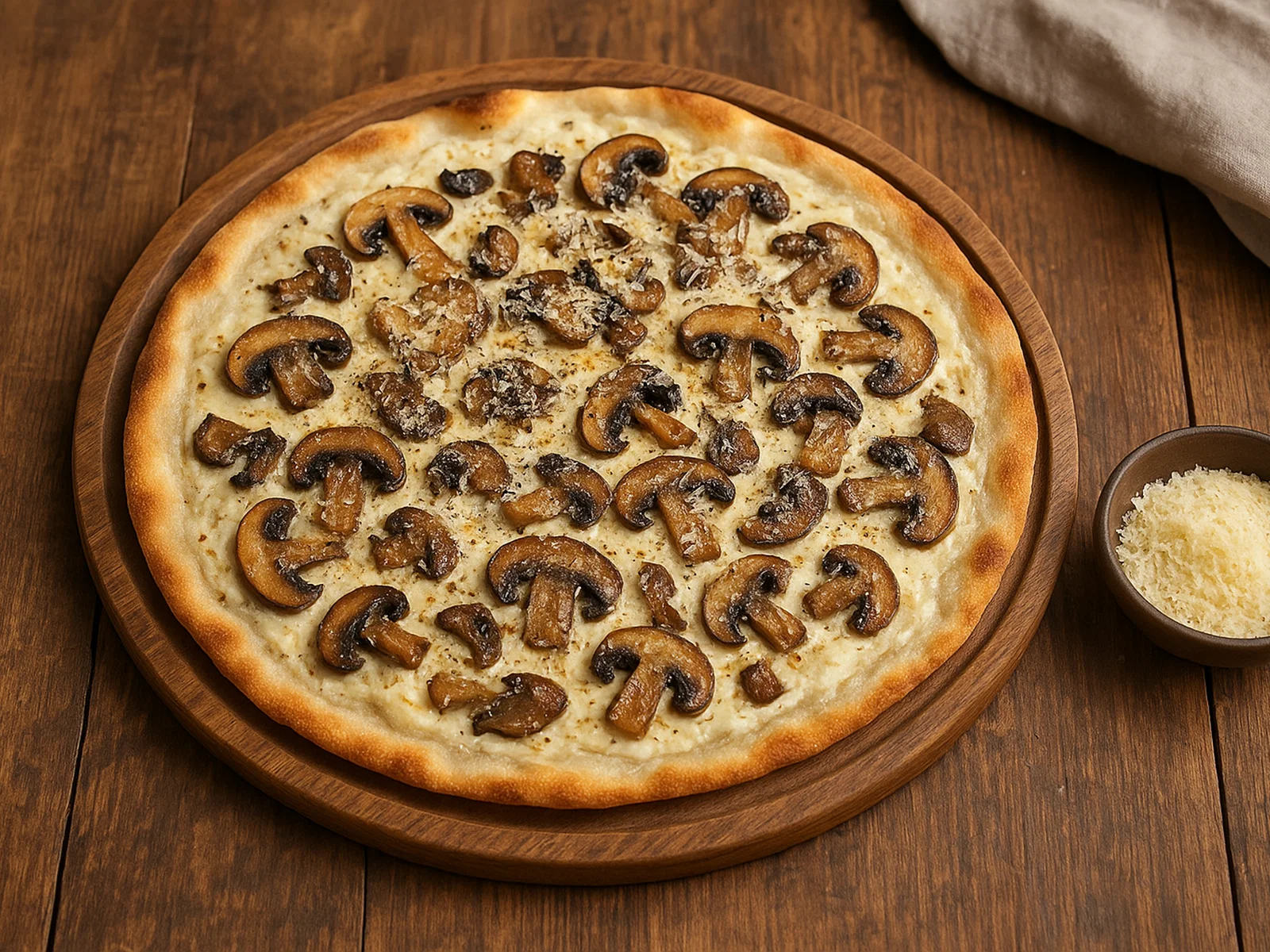 Pilztrüffel-Flammkuchen mit Parmesan