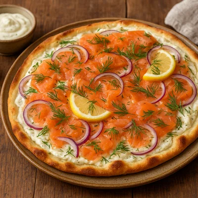 Lachs-Dill-Flammkuchen mit Zitronencreme