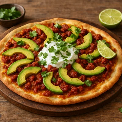 Chorizo-Avocado-Flammkuchen im mexikanischen Stil