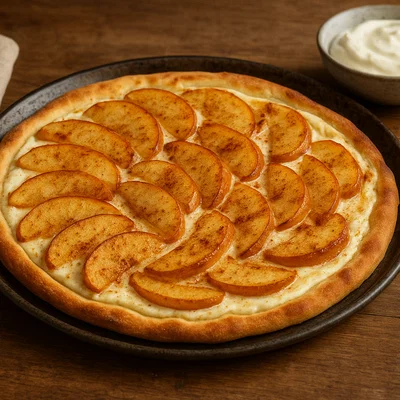 Apfel-Zimt-Flammkuchen mit Vanillequark