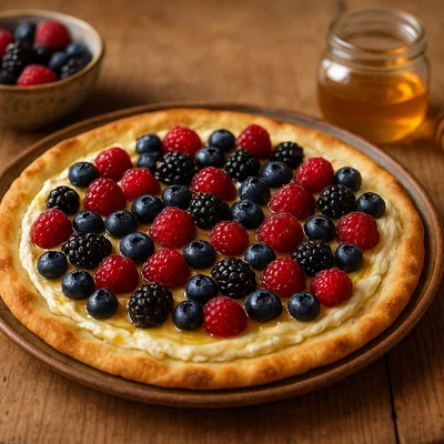 Süßer Beeren-Flammkuchen mit Mascarpone und Honig