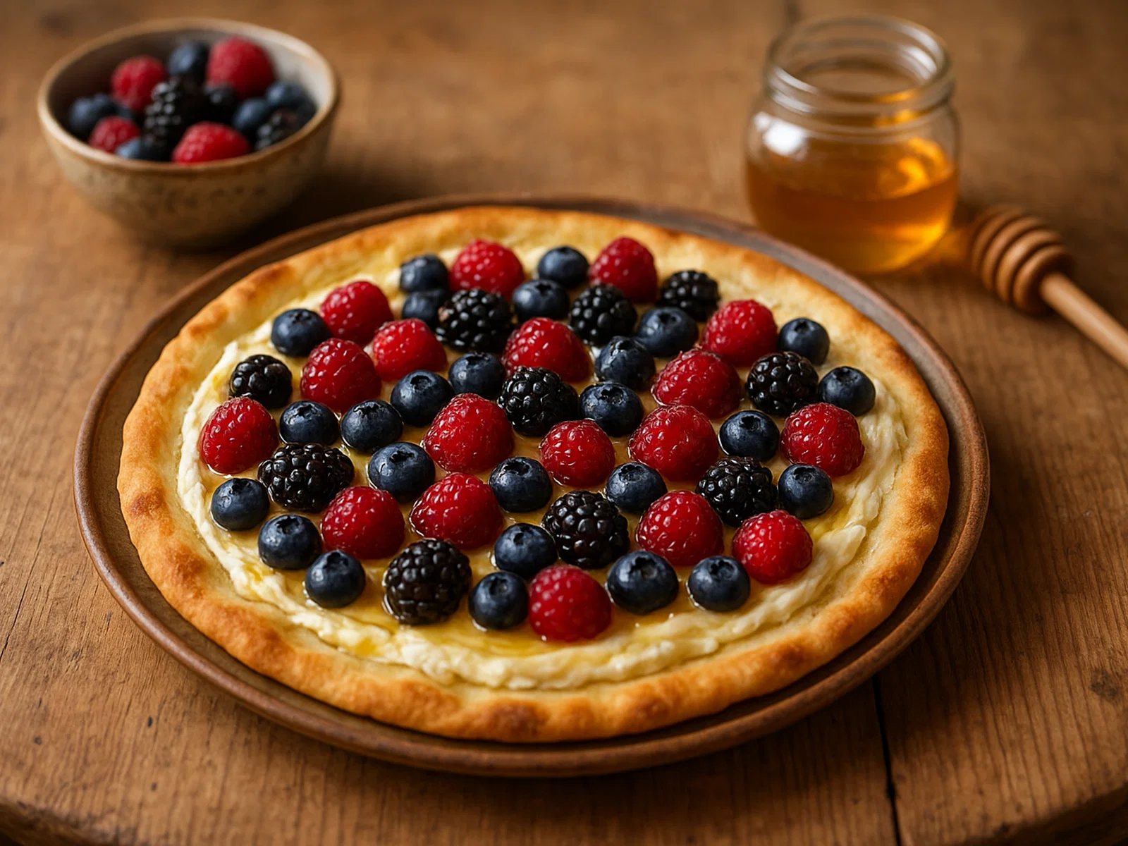 Süßer Beeren-Flammkuchen mit Mascarpone und Honig