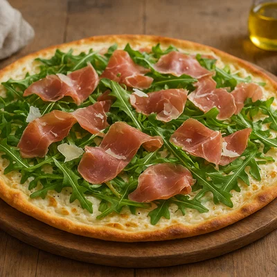 Trüffelöl-Rucola-Flammkuchen mit Parmaschinken