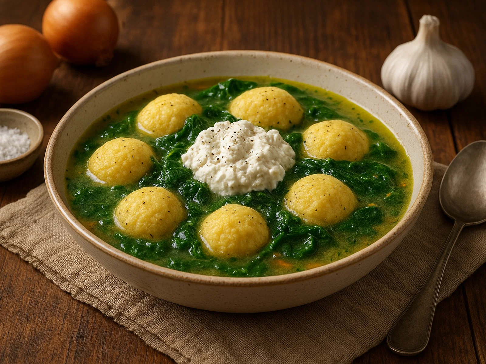 Bori Bori mit Spinat und Ricotta