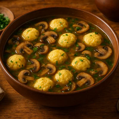 Vegetarische Bori Bori mit Pilzen