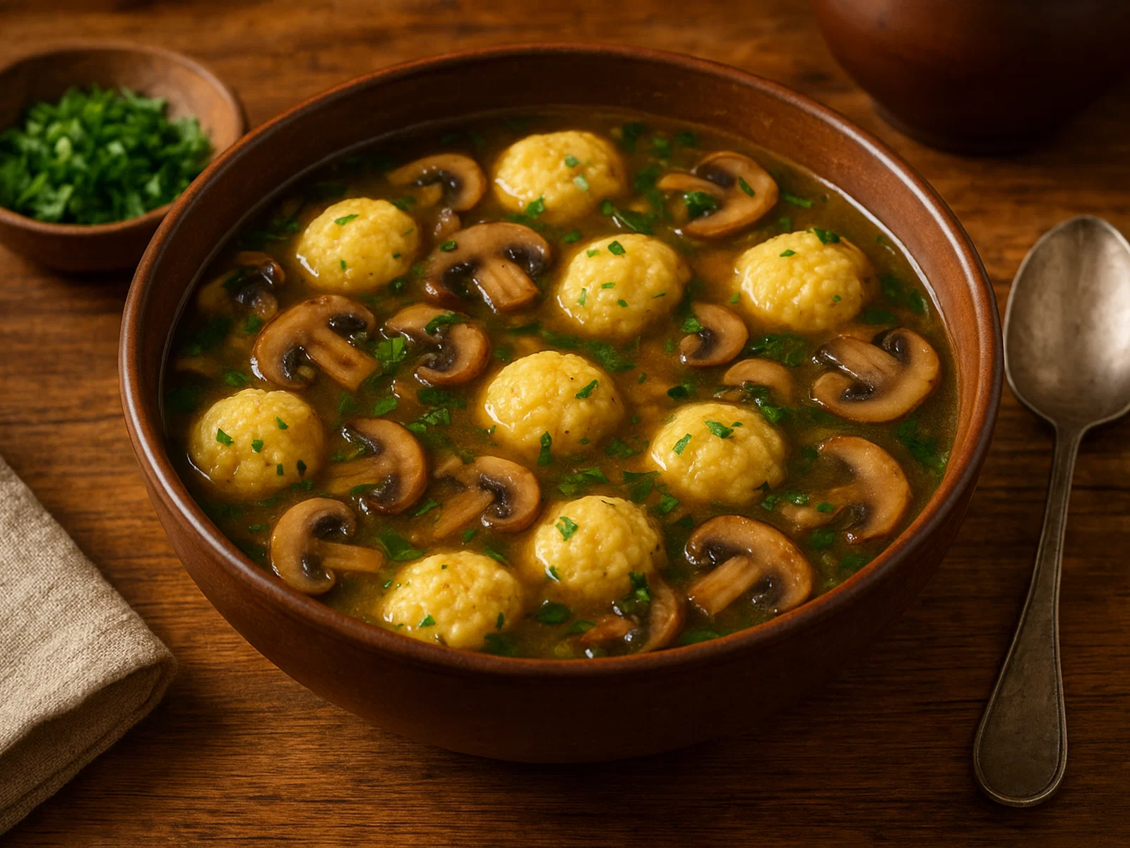 Vegetarische Bori Bori mit Pilzen