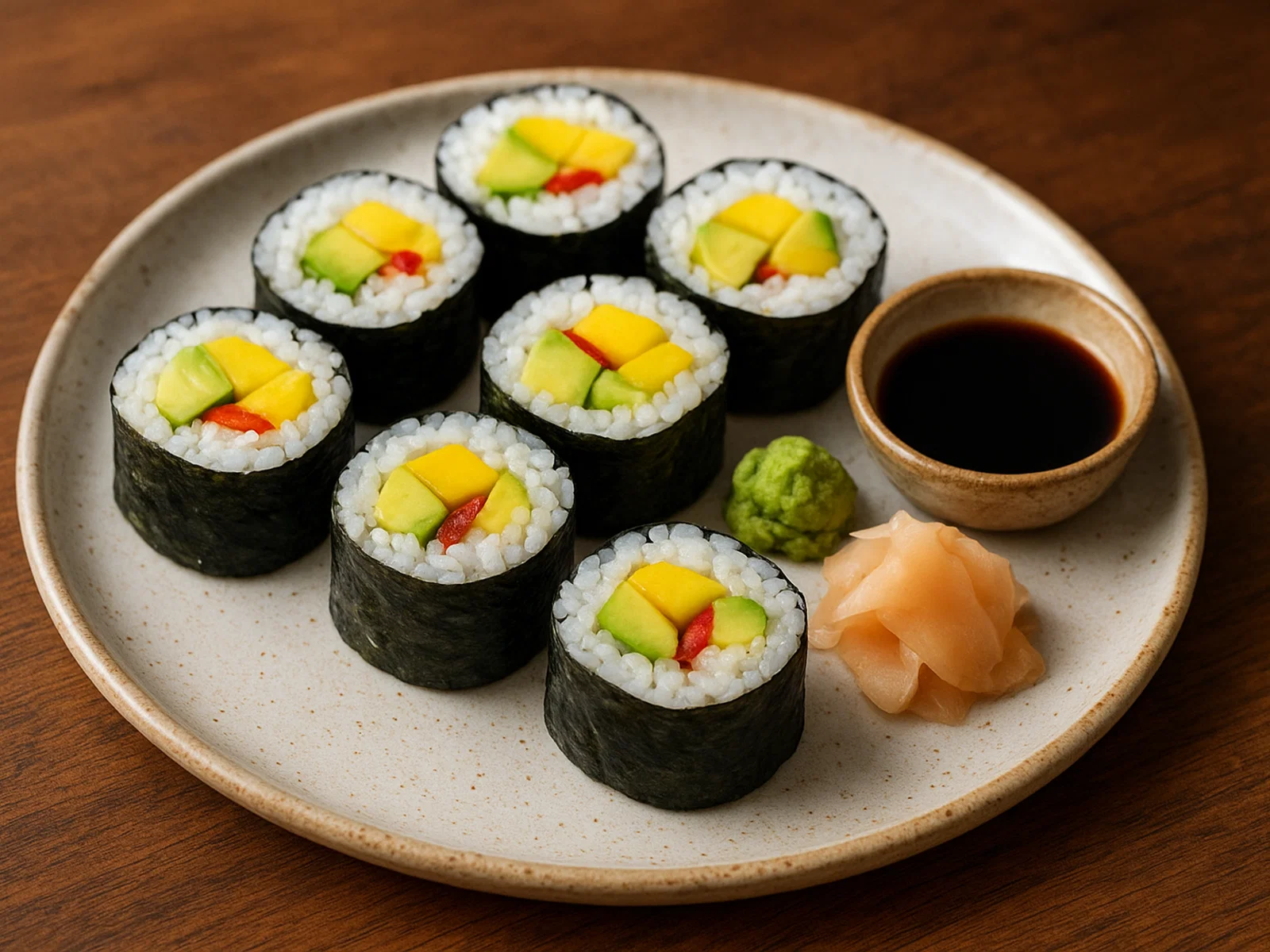 Mango-Chili-Sushi (vegetarische Maki-Rollen)