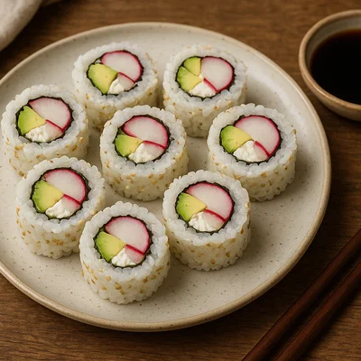 Radieschen-Uramaki mit Avocado und Frischkäse
