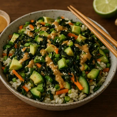 Sushi-Salat mit cremigem Erdnuss-Dressing