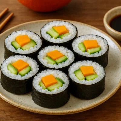 Kürbis-Gurken-Maki (Vegetarisches Sushi)