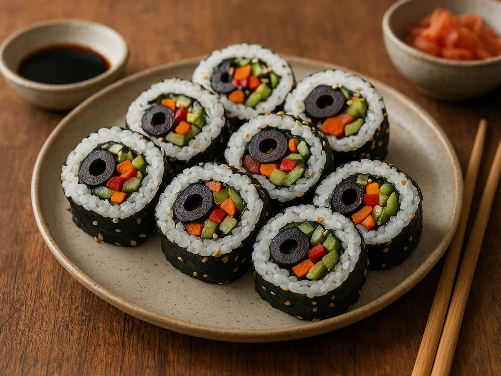 Oliven-Gemüse-Uramaki