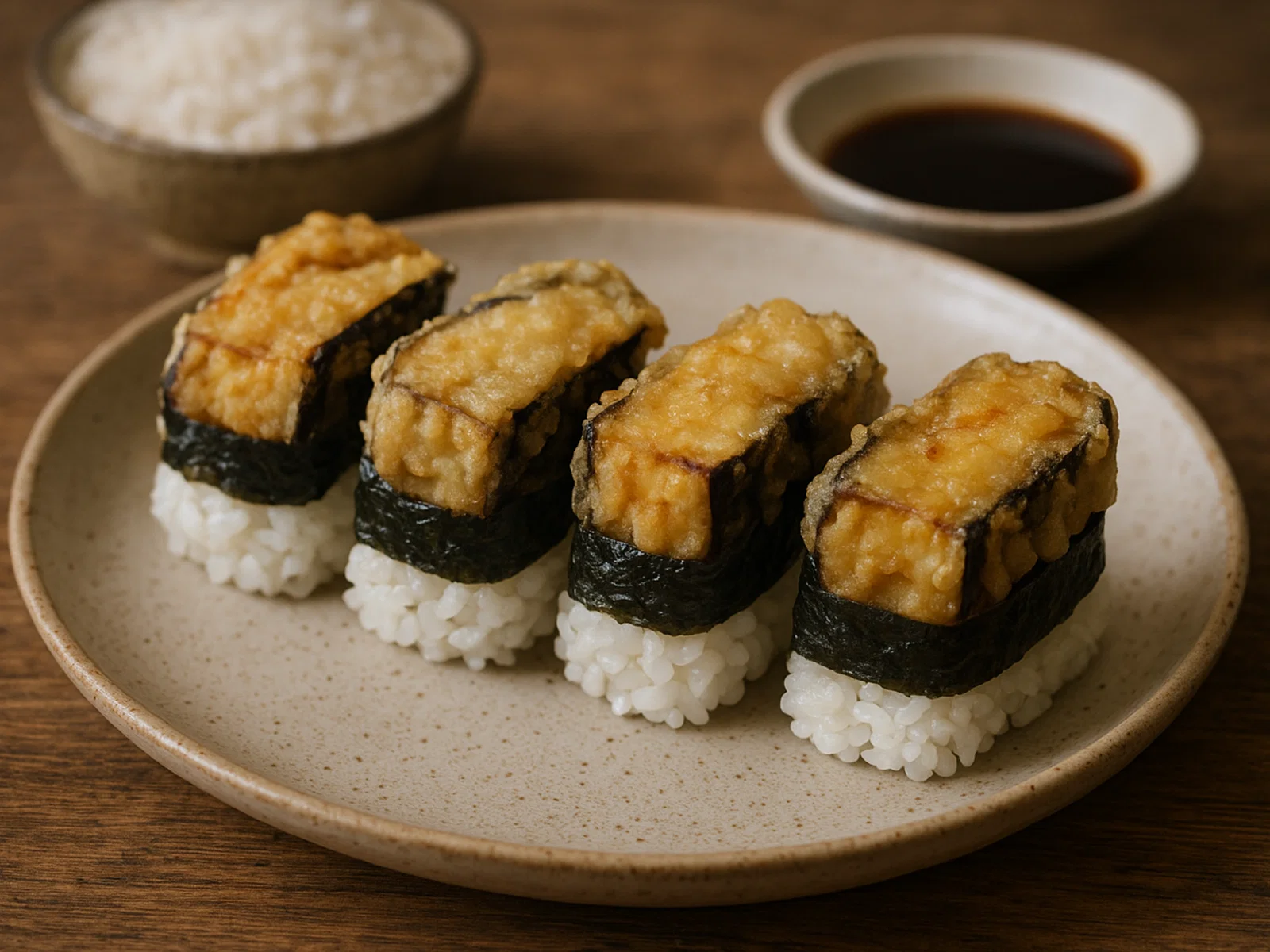 Auberginen-Tempura-Sushi