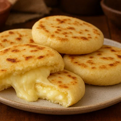 Arepas mit Käsefüllung (kolumbianische Maisfladen)
