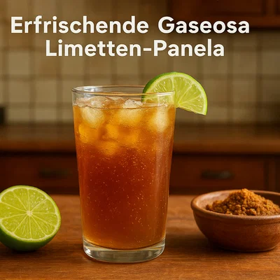 Erfrischende Gaseosa mit Limette und Panela