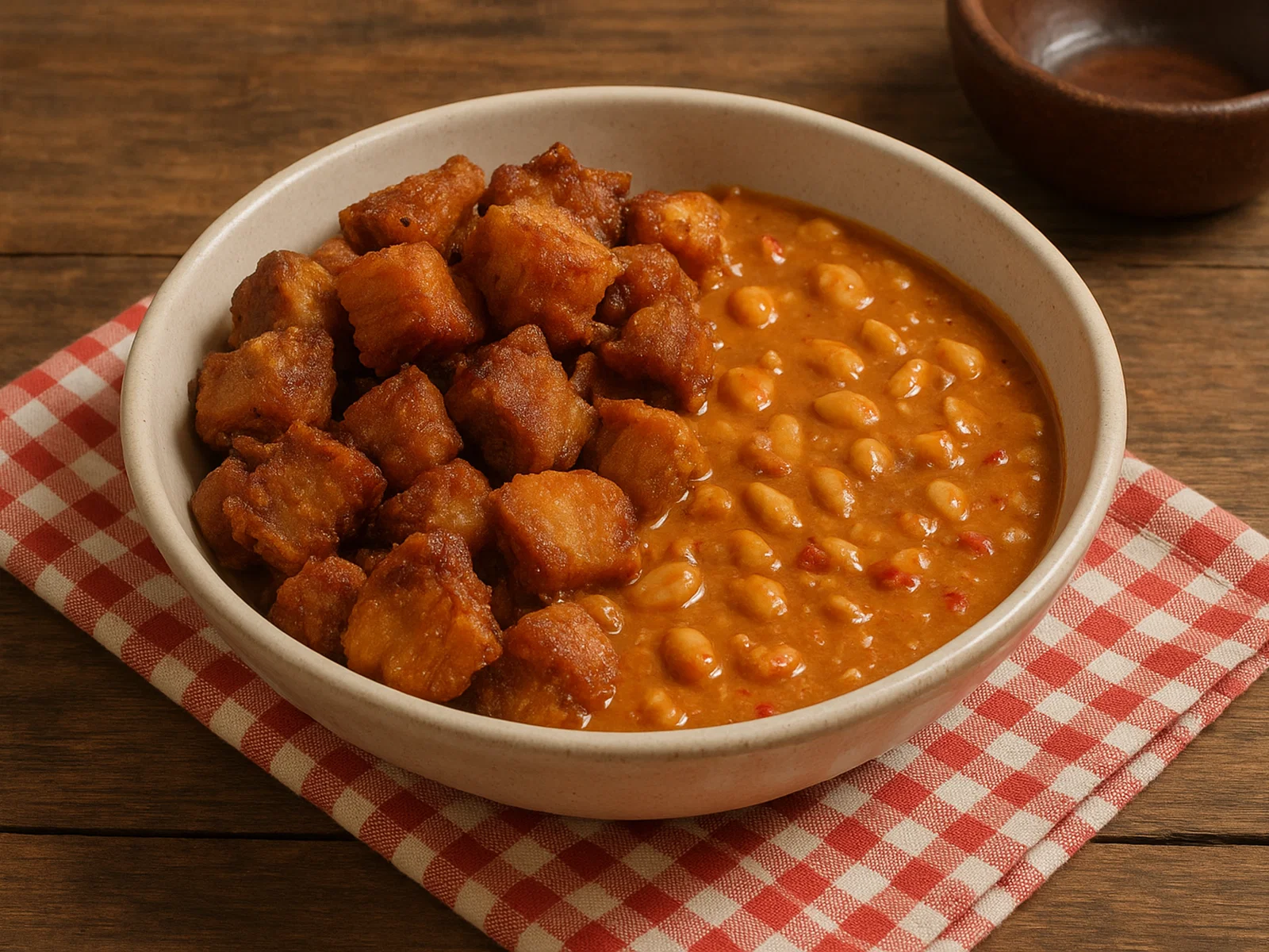 Chicharrón mit Maní (Knuspriger Schweinebauch mit kolumbianischer Erdnusssauce)