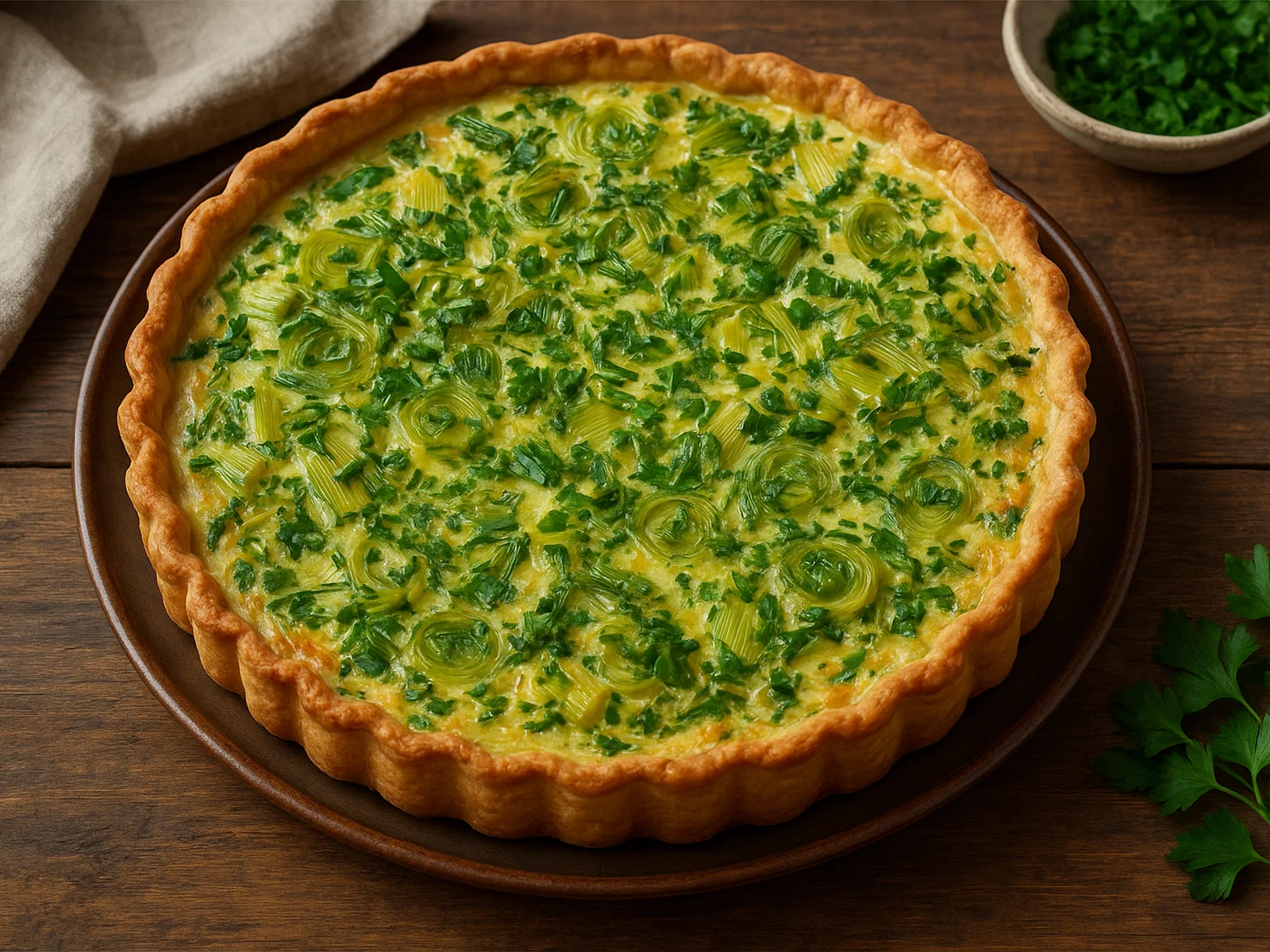 Lauchquiche mit frischen Kräutern