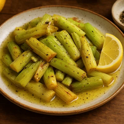 Gebratener Lauch mit Zitronen-Pfeffer-Dressing
