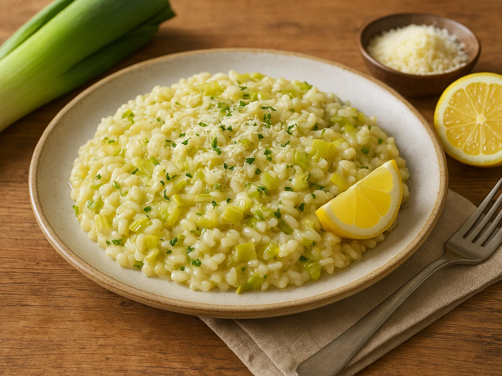 Lauch-Risotto mit Zitronen-Parmesan