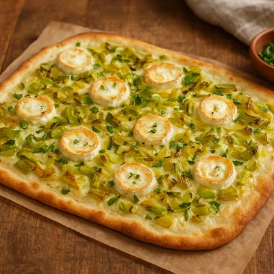 Lauch-Flammkuchen mit Ziegenkäse